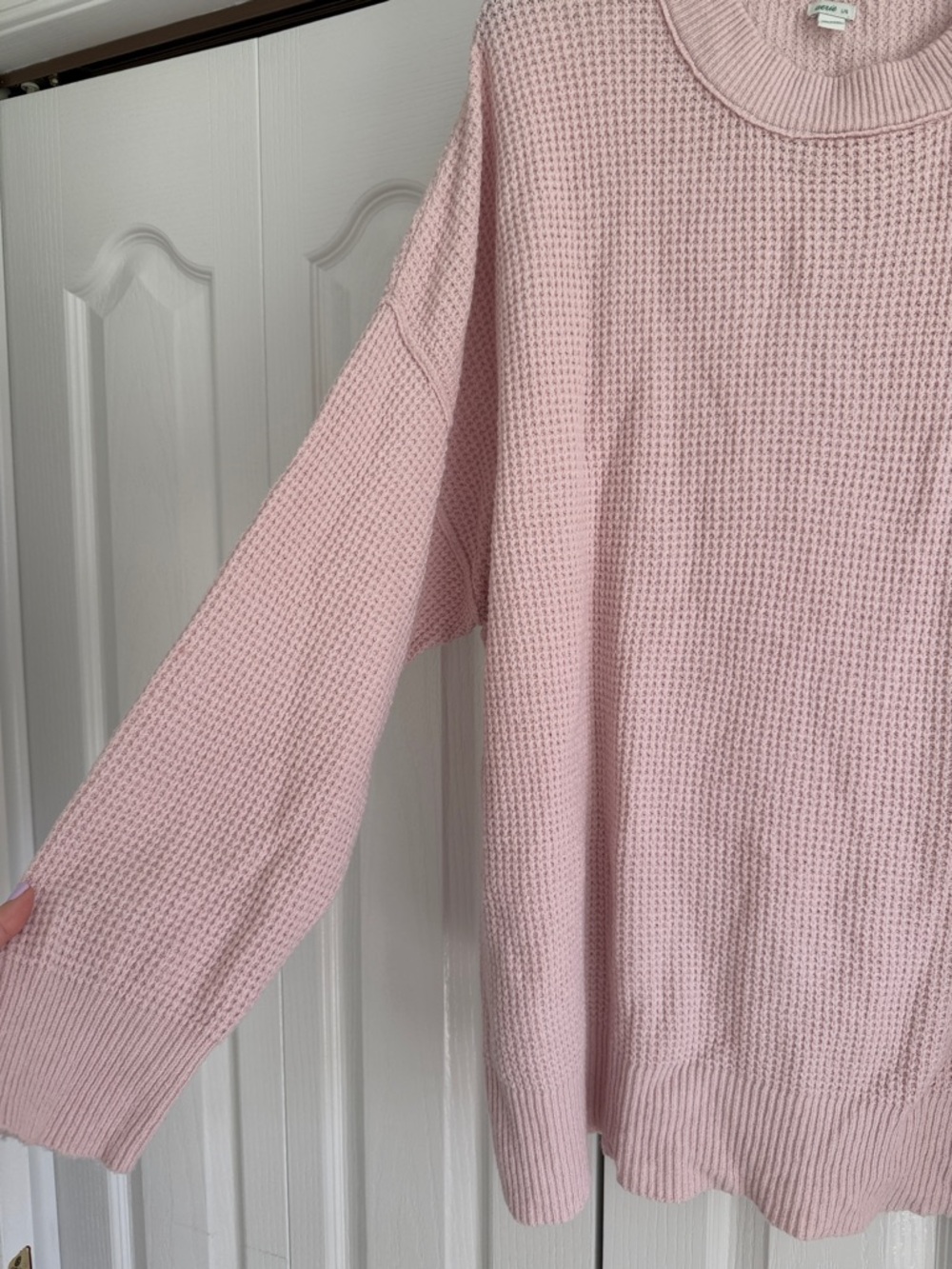 aerie Soft Pink Waffle Knit Crewneck Sweater - Picture 3 of 5